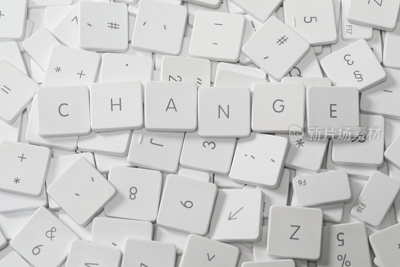 Word CHANGE就像键盘字母一样躺在旧键盘字母的海洋里
